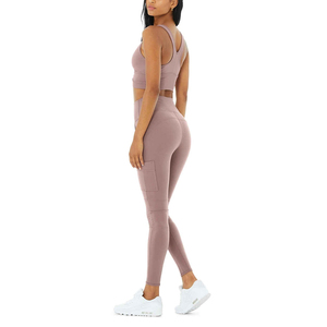 Womens yoga set gym workout suit featuring a matching <b>sports</b> <b>bra</b> and leggings pants designed for fitness and activewear - Product Image 2