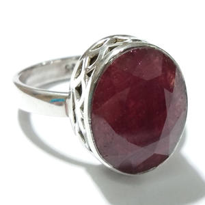 Bague en argent sterling 925 avec pierre précieuse en rubis naturel, faite à la main, forme ovale facettée, bague statement pour femmes - Product Image 4