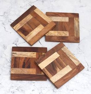 Juego de posavasos de madera de forma cuadrada, posavasos de té y café con estilo de diseño moderno para el hogar, accesorios de decoración de mesa de Hotel - Product Image 5