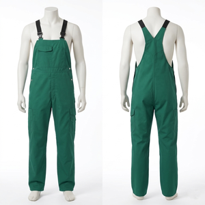 Mens <b>Work</b> Bib <b>Pant</b> 260 GSM Poly Cotton Twill Green Heavy Duty Cargo Style Custom Embroidery Screen Print Woven Label - Product Image 1