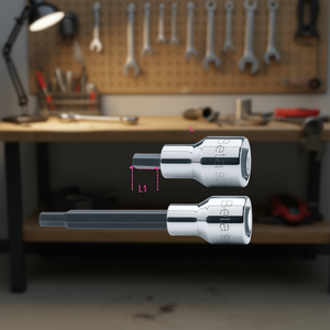 Chrome-Plated 1/2\" Female Square Drive Hex <b>Socket</b> Wrenches with Burnished Inserts - Product Image 3