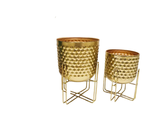 Cestas de flores decorativas de Metal dorado, maceta con soporte decorativo para el suelo del hogar, maceta para decoración de jardín en Juego de 3 - Product Image 5