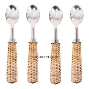 Venta al por mayor de mango de diseño elegante chapado en oro para plata brillante pulido cuchara de acero inoxidable juego de cubiertos suministro - Product Image 5