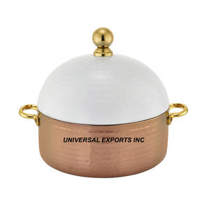 Réchauffeur d'aliments à double paroi fini cuivre et argent Hotpot en métal de haute qualité Casserole de luxe la plus tendance pour le Moyen-Orient - Product Image 2