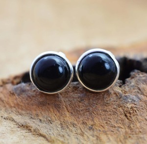 925 Solid Silver Classical Stud <b>Earrings</b> Jewelry for Women 925 Sterling Silver Black <b>Onyx</b> Gemstone Boho Style Handmade <b>Earrings</b> - Product Image 4