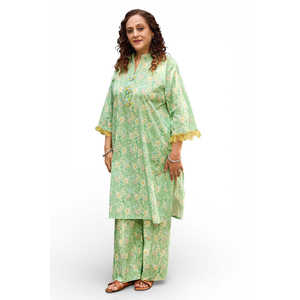 Chemise en coton imprimé à manches trois-quarts SL-62026, haut confortable une pièce - Product Image 1