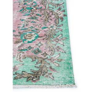 พรมขนสัตว์สีเขียววินเทจถักมือ ลายเมดัลเลียนแบบนามธรรม รูปทรงสี่เหลี่ยมผืนผ้า ขนาดใหญ่ รุ่น Pae-1484 สำหรับห้องนั่งเล่น ห้องโถง หรือทางเดินในบ้าน - Product Image 4