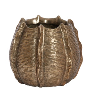 Vases à fleurs de taille moyenne de couleur dorée au design floral de qualité supérieure décoratifs avec les tailles 23X50X38 cm - Product Image 3