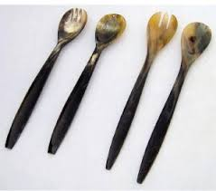 Buffalo Horn Salad Spoon and <b>Fork</b> Handmade Indian Craft with Mirror Polish Eco-Friendly TIMELESS CRAFT - Product Image 4