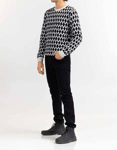 Pull à col roulé pour homme, design blanc et noir, automne-hiver, taille plus, design personnalisé, manches longues, pull pour homme - Product Image 2