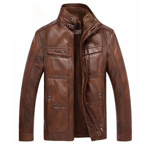 High Quality <b>Long</b> Sleeves Customized Logo <b>Leather</b> <b>Jacket</b> Fashion Clothing Windproof <b>Leather</b> <b>Jacket</b> for Men - Product Image 1