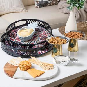 Bandeja de Metal rectangular 2025, decoración para fiesta de boda, bandeja para servir, hierro delicado con platos de cena martillados para restaurantes - Product Image 1