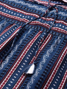 Último Diseño, Kurti Bordado de Algodón Puro Azul y Rojo para Mujer, Manga Larga, Hasta la Rodilla, Hecho a Mano en India, Alta Calidad, en Oferta - Product Image 5