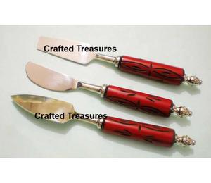 Juego de cuchillos de queso de acero inoxidable dorado de calidad de tendencia, mango de perla de resina multicolor, diseño personalizado, herramientas multifuncionales - Product Image 4