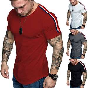 T-shirts d'entraînement Gym Hipster à ourlet incurvé pour hommes Muscle Fitness Hip Hop T Shirt - Product Image 3