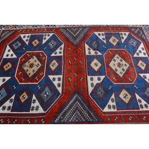 Tapis turc vintage en laine rouge grande taille 5,8x7,9 pieds, design patchwork écologique avec envers en latex - Product Image 5