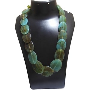 Venta caliente Collar corto de primera calidad Mujeres Nueva joyería de resina India Color verde marrón Forma ovalada Resina Collares de cuentas de moda - Product Image 1
