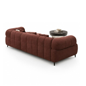 Sofá Seccional Curvo Moderno con Tapicería de Tela Texturizada, Chaise Longue y Mesa de Centro Redonda para Sala de Estar de Lujo - Product Image 4