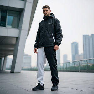 Ensemble deux pièces coupe-vent en nylon 100% pour hommes, combinaison de pluie noire personnalisée, coupe-vent de montagne, survêtement pour hommes - Product Image 5