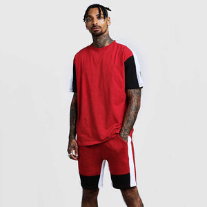 Street Wear Chándal Pantalones cortos y camiseta Twin Sets 100% Algodón Blank Drop Shoulder Twin Set para hombres - Product Image 5