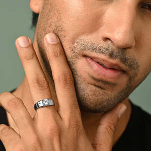 NOVAMART Fine Buy Premium 925 Pure Sterling <b>Silver</b> <b>Rings</b> for <b>Men</b> Trendy Design Resizable Adjustable Size Engagement Anniversary - Product Image 4