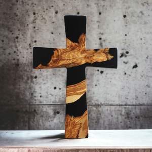 Cruz de pared de madera de mango y resina, Cruz religiosa decorativa única, regalo para iglesia, confirmación de inauguración de la casa, primera comunión - Product Image 5