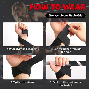 Correas de elevación de algodón de 20 pulgadas con amortiguación de neopreno para levantamiento de pesas, culturismo y entrenamiento de fuerza, muñequera - Product Image 4