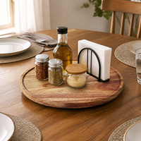 Plateau tournant Lazy Susan en bois d'acacia naturel de 12 pouces pour cuisine, table à manger, armoire, salle de bain