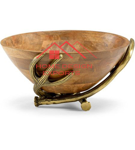 Cuenco de madera de alta calidad con soporte de Metal, cuenco de frutas, cuenco de frutas decorativo de mesa de Hotel para el hogar de lujo y moderno - Product Image 1