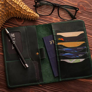 Cartera para pasaporte de cuero de viaje delgada multifunción personalizada, cartera de mano de cuero Crazy Horse Rfid, Caballo loco de cuero de cartera de mano, 2017 - Product Image 1