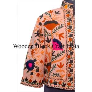 Veste élégante en tissu indien tricoté respirant, broderie à la main, matelassée, tissée, en coton floral, tissu Suzani, décontractée, hiver/printemps - Product Image 2
