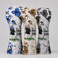 Housse de tête de club de golf personnalisée en cuir PU camouflage, collection Driver, Fairway, Hybride, motif brodé 3D, accessoires de golf