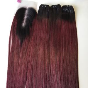 Extensiones de cabello vietnamita de colores de lujo Trama de máquina Cabello vietnamita crudo Premium Ombre Color rojo y cabello teñido - Product Image 1