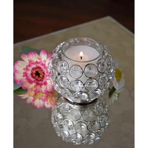 Porte-bougie rond en cristal doré décoratif de table/métal pour décoration de fête de mariage bougie votive - Product Image 2