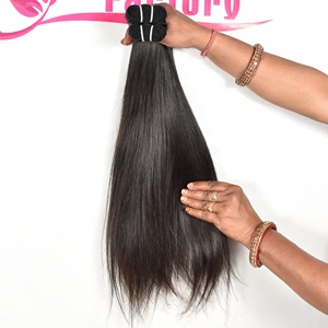 Extensions Remy vierges non transformées du temple indien du sud Extensions de cheveux humains raides en faisceau naturel brut Remy Extensions de haute qualité - Product Image 3