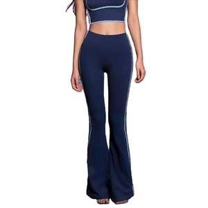 Pantalon évasé de Yoga rayé taille haute pour femmes pêche hanche ascenseur Fitness Gym course sport vêtements d'entraînement pour l'été - Product Image 6