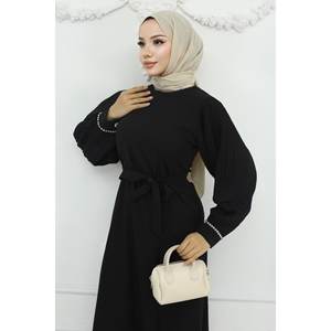 Ensemble décontracté noir 2 pièces pour femme MSW19239-4 : Haut long et short midi à ourlet fendu, taille unique, coupe ample - Product Image 2