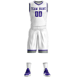 Uniformes personnalisés de basket-ball à rayures, uniformes de basket-ball personnalisés à séchage rapide et respirants, vêtements d'équipe de basket-ball de haute qualité à vendre - Product Image 1