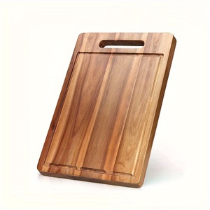 Tabla de cortar de madera de acacia gruesa y duradera con orificio de agarre de ranura de jugo profundo Color de madera natural OEM Fábrica de Vietnam - Product Image 1