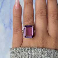 Vente en gros de bijoux en argent sterling 925 en vrac Bijoux fins pour femmes Bague en améthyste naturelle Bague éternité Vermeil