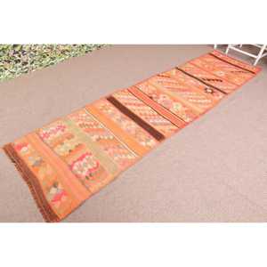 พรมคิลิมวินเทจ ขนาด 2.7x10.2 ฟุต (83x312 ซม.) สีส้มไล่เฉดแบบตุรกี - Product Image 2