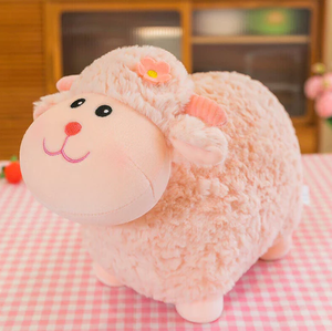 Adorable mouton en peluche douce de 35cm avec fleur sur la tête pour décor de chambre à coucher ou cadeaux d'anniversaire Produit de nouveauté - Product Image 2