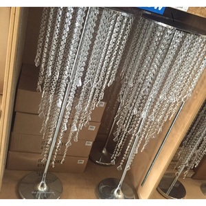 Candelabro de mesa colgante de cristal, centros de mesa hechos a mano, centros de mesa decorativos para bodas, candelabro de plata - Product Image 5