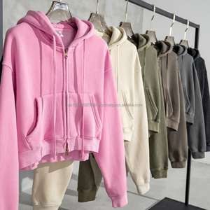 เสื้อฮู้ดดี้ผู้หญิงแขนยาวทรงครอป ผ้าฟลีซคุณภาพสูง 360gsm สกรีนโลโก้ตามสั่ง - Product Image 1