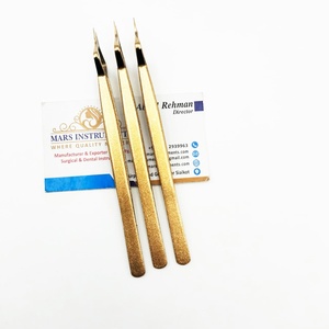 Pinzas para extensiones de pestañas de acero inoxidable profesional de nueva tendencia, punta de fibra de aislamiento, diseño de precisión duradero, fabricación de ventiladores - Product Image 4