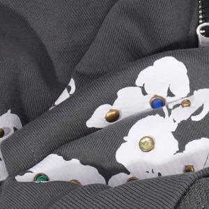 Strass coton couronne mode pierre pull DenimTearss industrie directe sweat à capuche larmes strass coton fermeture éclair à capuche - Product Image 1