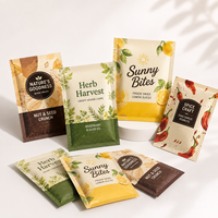 Sachet d'emballage alimentaire imprimé sur mesure à trois soudures latérales, pochette plate en plastique Mylar pour snacks, café, thé en poudre