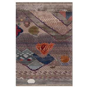 Alfombras Anudadas a Mano de Lana y Seda de Bambú con Patrón Abstracto Rosa y Morado Manchaha Les-2787 para Uso Doméstico Importadas de Jaipur Rugs US - Product Image 1