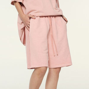 Alta calidad 2025 peso pesado sólido impresión Digital bordado medio Casual ajustable cintura elástica pantalones cortos holgados para hombres - Product Image 4