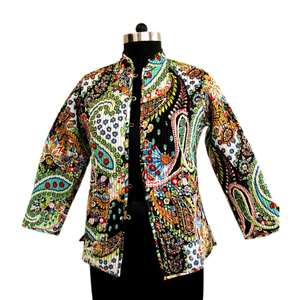 Veste matelassée légère réversible en coton pour femme, imprimé floral, idéale pour la mode printanière - Product Image 4